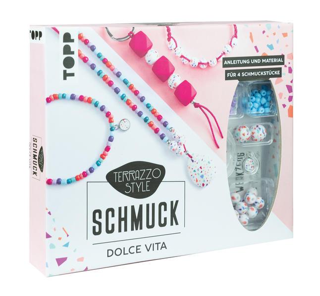 Terrazzo-Schmuckset Dolce Vita (knallig/ Pink)