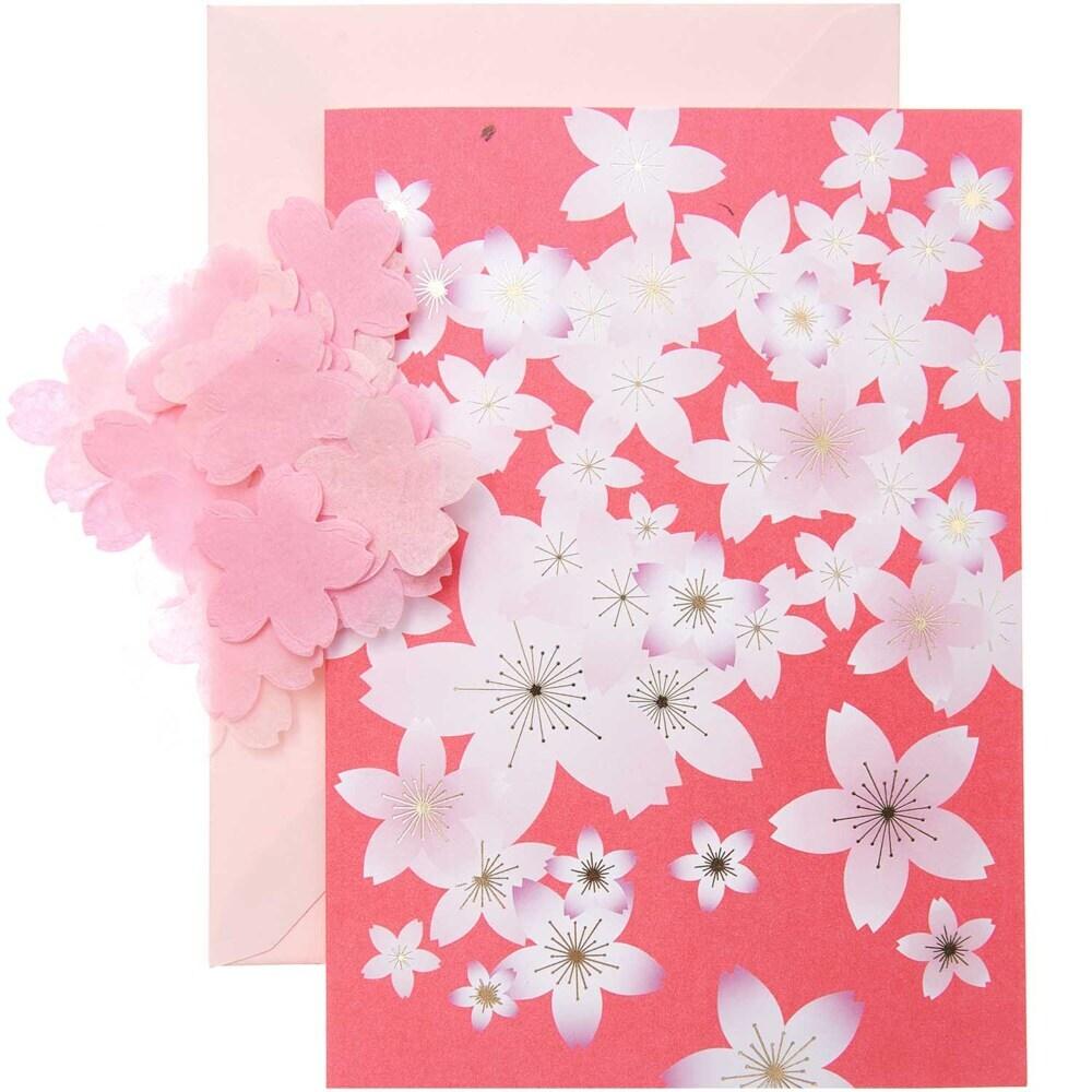 DIY Karte Sakura Sakura, Kirschblüten, orange, mit Karte, Umschlag, Konfetti FSC MIX