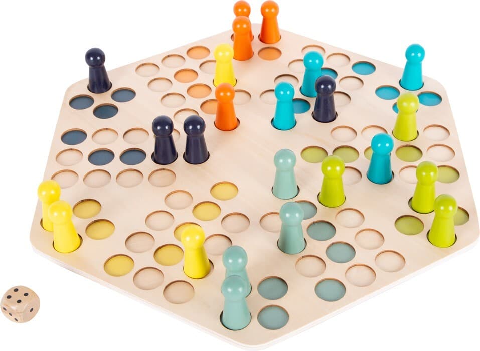 small foot 1800 - Ludo für 6 Spieler, Würfelspiel, Holz, 48 cm