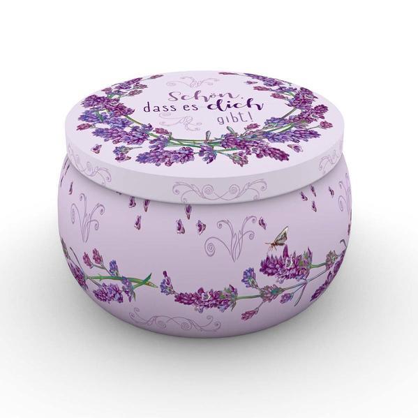 Lavendel-Duftkerze in Metalldose »Schön, dass es dich gibt!«
