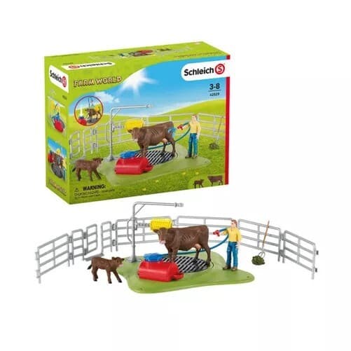 Schleich 42529 - Farm World, Kuh Waschstation, Spielset