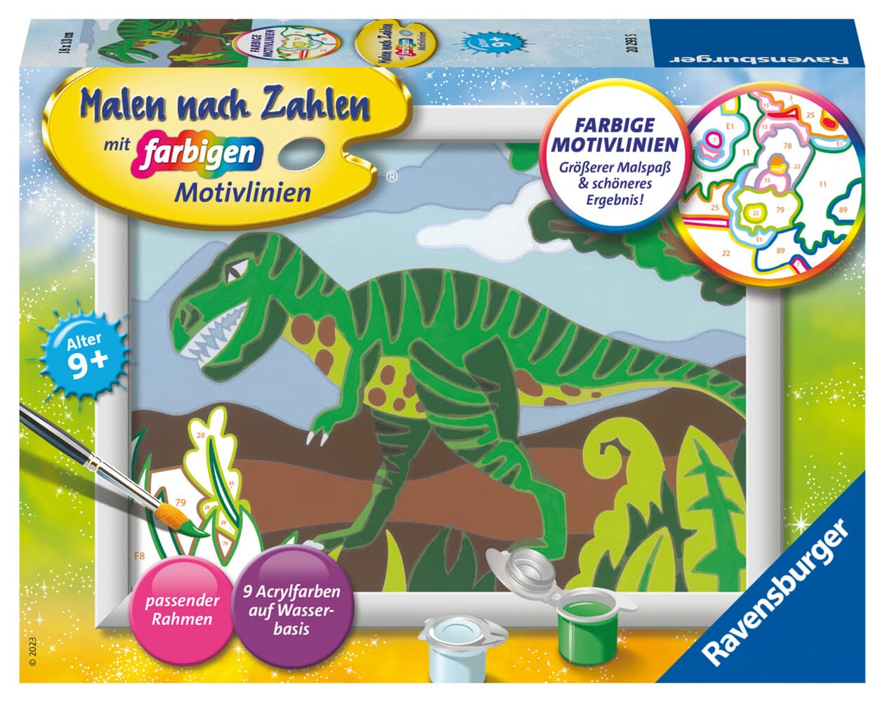 Ravensburger CreArt 20293 - Hungriger Dinosaurier - Malen nach Zahlen Dino für Kinder ab 9 Jahre