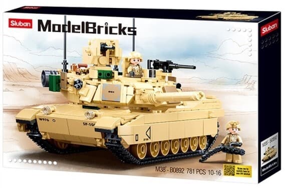 Sluban M38-B0892 - Model Bricks, Army, Panzer V Abrams M1A2 SEP, Bausatz, Klemmbausteine