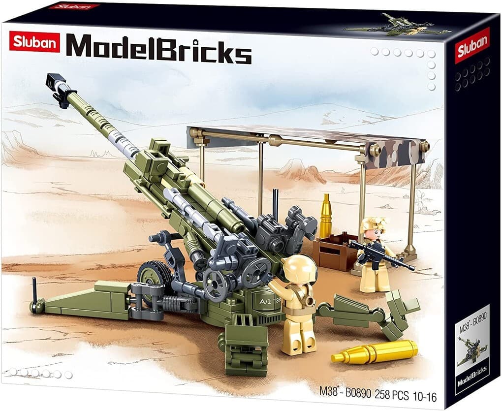 Sluban M38-B0890 - Model Bricks, Army, Haubitze, Bausatz, Klemmbausteine