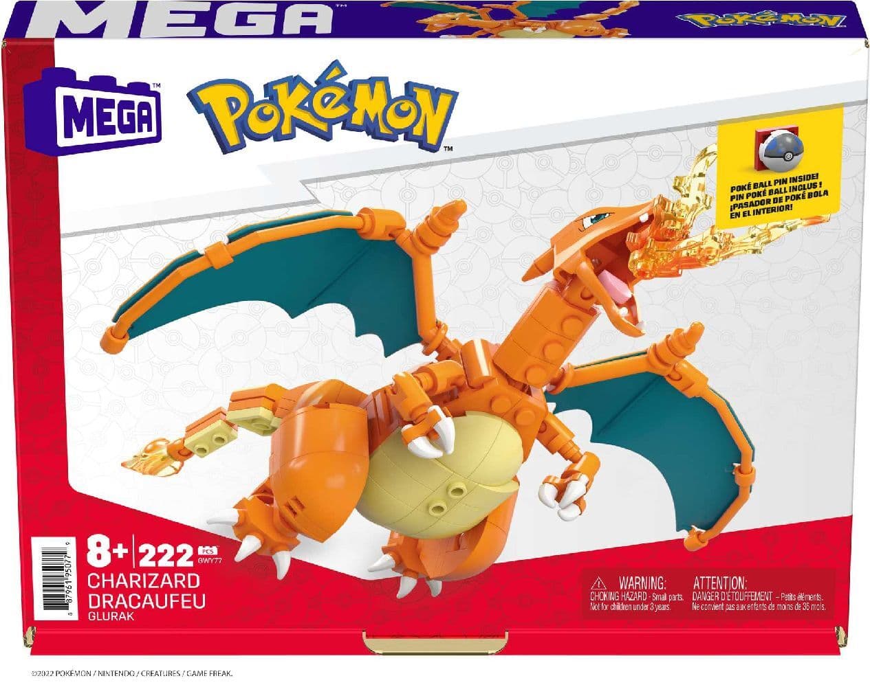 Mega Bloks - Pokémon Glurak, Bauset, Bausteine, Sammelfigur, 223 Teile