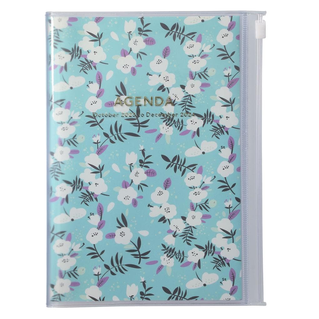 MARK'S 2023/2024 Taschenkalender B6 vertikal, Flower Pattern // Turqoise