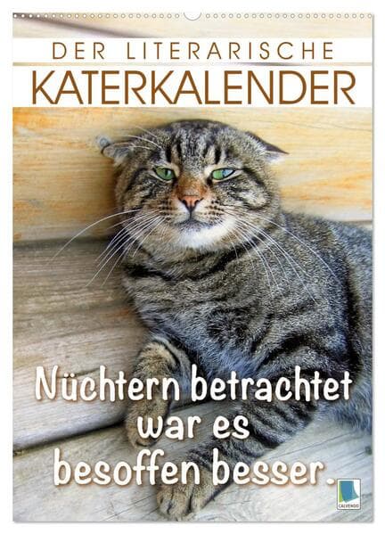 Der literarische Katerkalender (Wandkalender 2024 DIN A2 hoch), CALVENDO Monatskalender