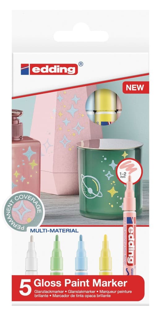 Edding Glanzlackmarker 751 Creative Pastell 1-2mm 5er Set