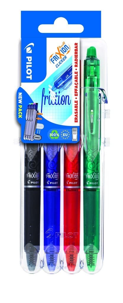 PILOT Tintenroller FriXion Clicker 0.7 (M) 4er Set2Go Classic