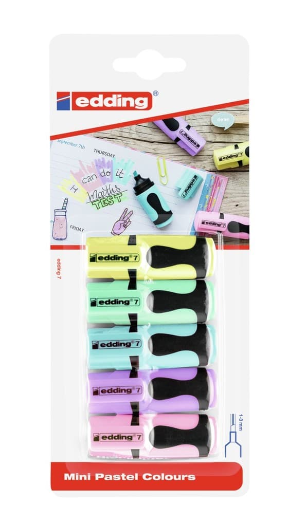 Edding Textmarker Mini Pastel, 5er Set