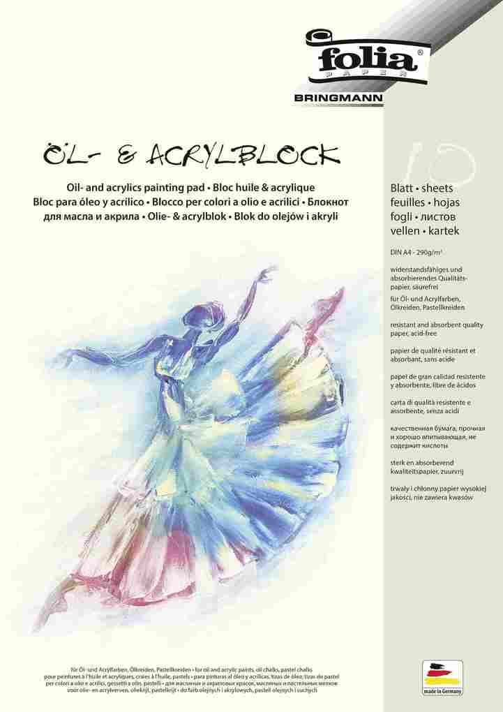 Folia Öl- und Acrylmalblock 290g/m², DIN A4, 10 Blatt