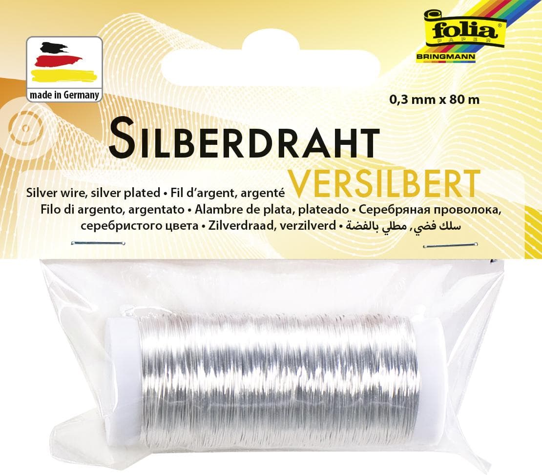 Folia Silberdraht, 0,3mmx80m, versilbert, aus Kupfer