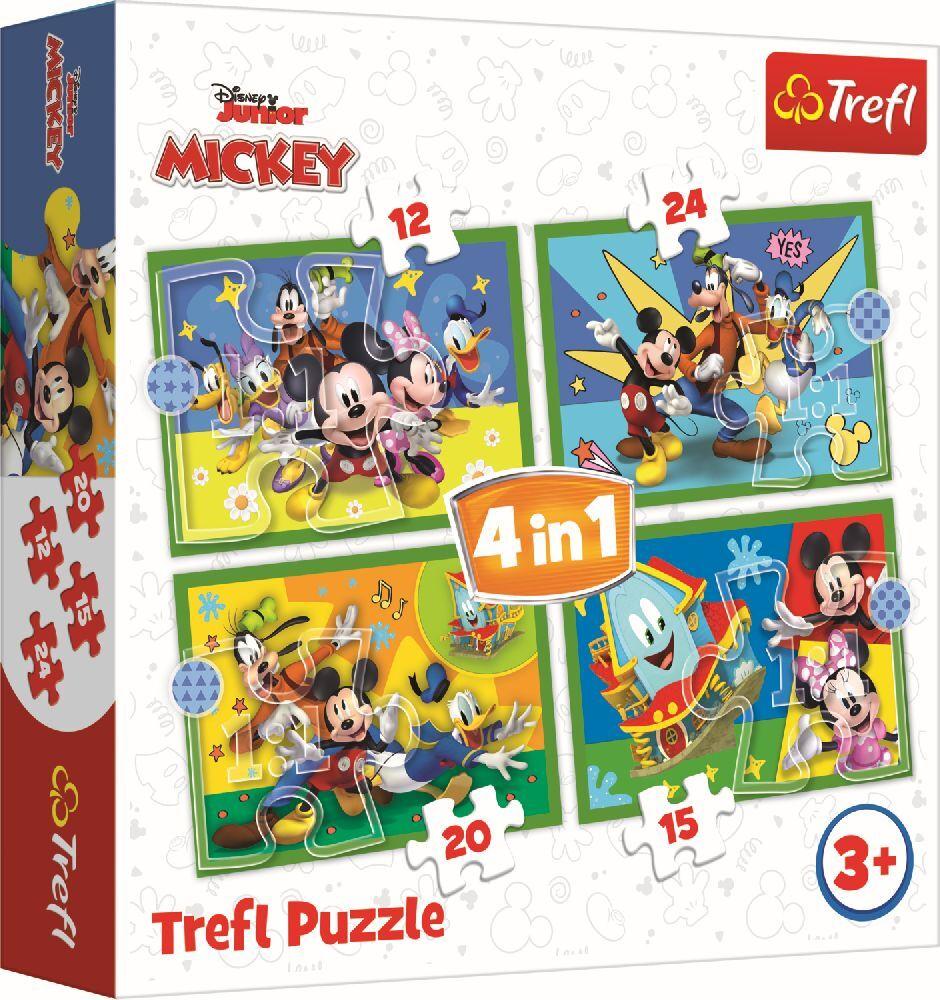 4 in 1 Puzzle 12,15, 20, 24 Teile Mickey Mouse und Freunde