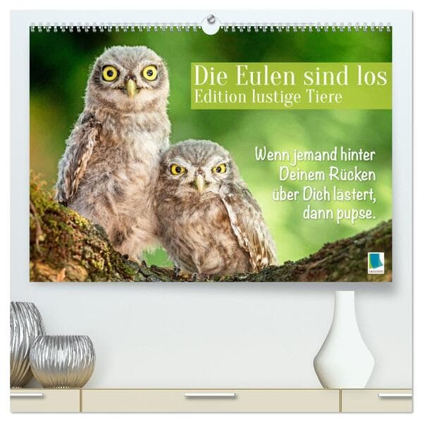 Die Eulen sind los: Edition lustige Tiere (hochwertiger Premium Wandkalender 2024 DIN A2 quer), Kuns