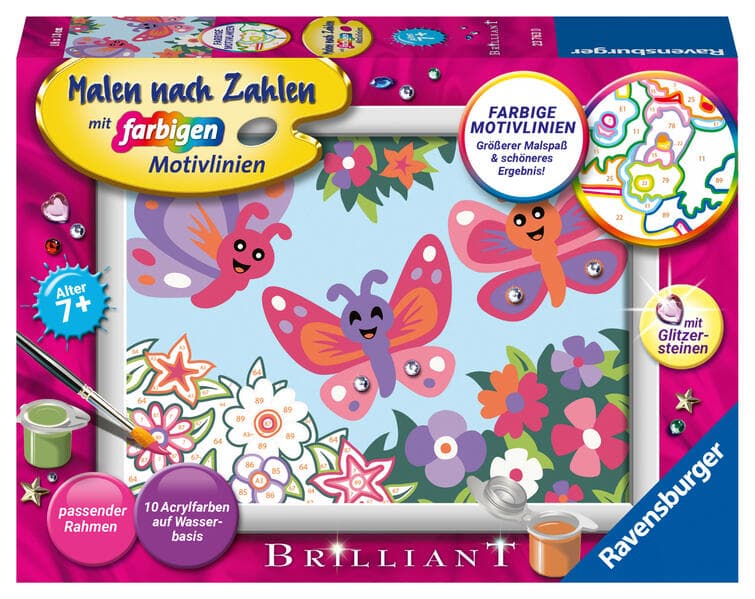 Ravensburger CreArt 23763 - Fröhliche Schmetterlinge - Malen nach Zahlen Schmettering für Kinder ab 7 Jahre