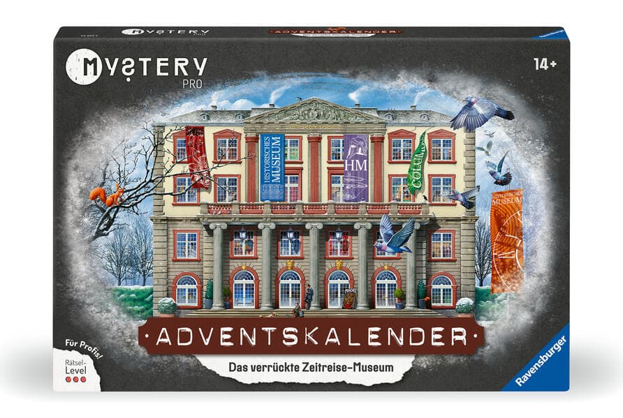 Ravensburger Mystery Pro Adventskalender - Das verrückte Zeitreisemuseum - Escape Room Erlebnis mit 24 Rätseln für Erwachsene und Teenager ab 14 Jahren, Rätsel-Adventskalender für Escape-Fans - 23853