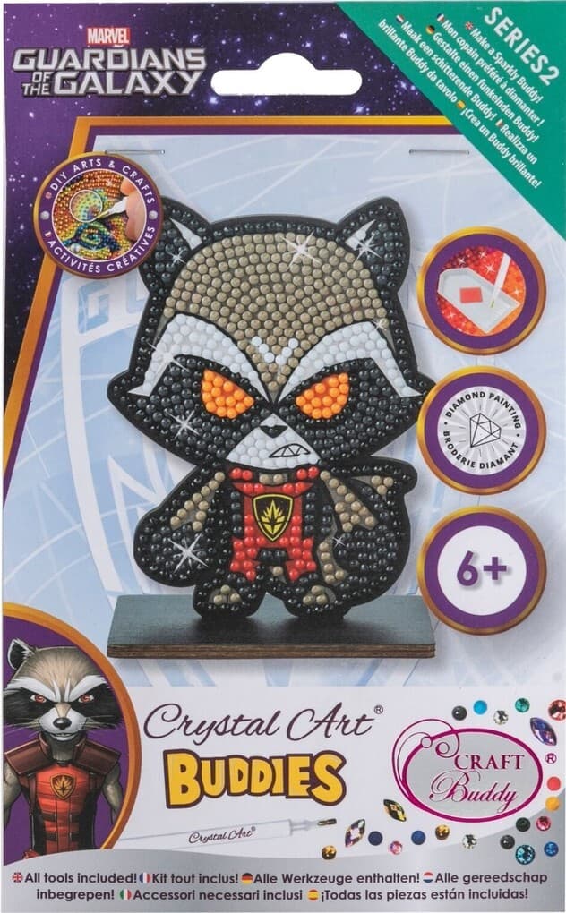 Craft Buddy CAFGR-MCU012 - Crystal Art Kid, Buddies, Rocket Marvel Guardians of the Galaxy, Serie 2, Funkelndes-Bastelset