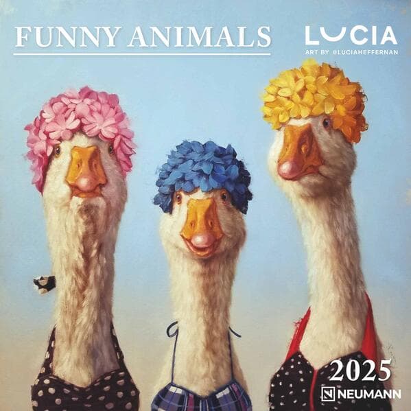 N NEUMANNVERLAGE - Funny Animals 2025 Broschürenkalender, 30x30cm, Wandkalender mit lustigen Tier-Mo