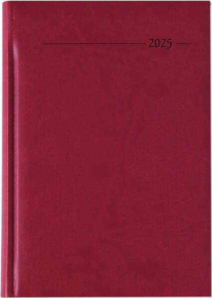 Buchkalender Tucson rot 2025 - Büro-Kalender A5 - Cheftimer - 1 Tag 1 Seite - 352 Seiten - Tucson-Einband - Termin-Planer - Zettler