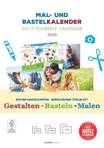 Mal- und Bastelkalender 2025 mit Platz für Notizen - weiß - 21 x 29,7 - Do it yourself calendar A4 - datiert - Foto-Kalender - Alpha Edition