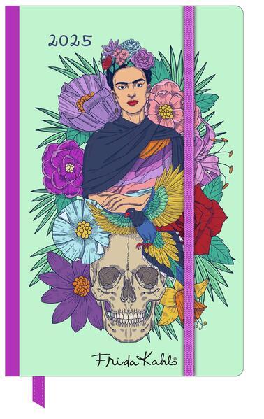 DUMONT - Frida Kahlo 2025 Wochen-Notizkalender, 9x14cm, Taschenkalender mit Verschlussband & Falttas