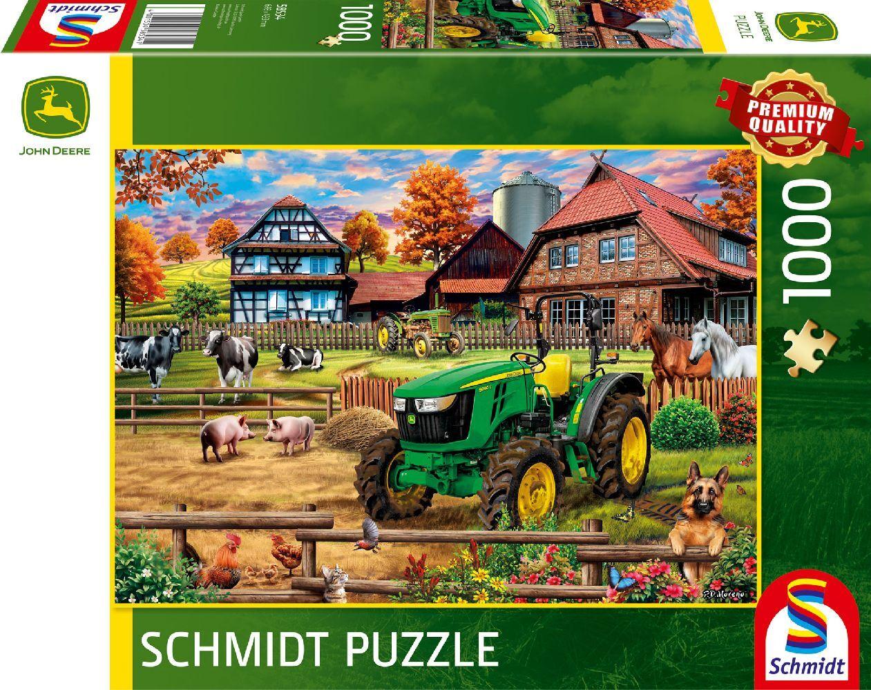 Schmidt Spiele - John Deere: Bauernhof mit Traktor 5050E, 1.000 Teile