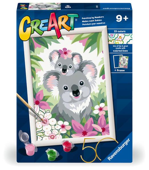 Ravensburger CreArt - Malen nach Zahlen 20050 - Koala Cuties - Kinder ab 9 Jahren - Jubiläum 50 Jahre Ravensburger Blaues Dreieck