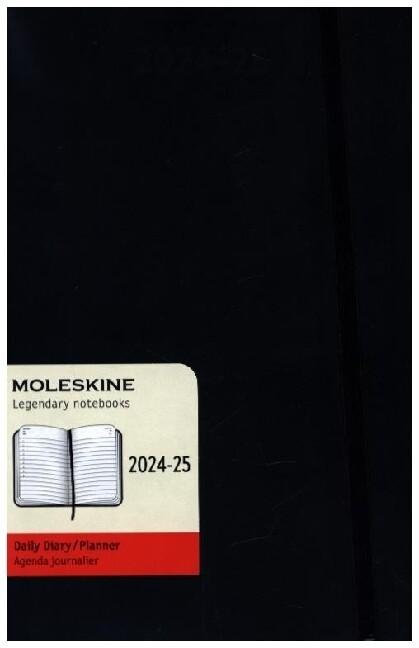 Moleskine 18 Monate Tagesnotizkalender 2024/2025, L/A5, Weicher Einband, Schwarz