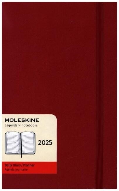 Moleskine 12 Monate Tageskalender 2025, Large/A5, 1 Tag = 1 Seite, Fester Einband, Scharlachrot