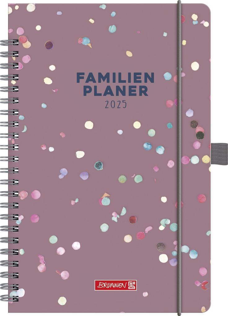 Brunnen 1070290015 Buchkalender Familienplaner (2025) "Confetti"| 2 Seiten = 1 Woche| A5| 192 Seiten| Hardcover| bunt