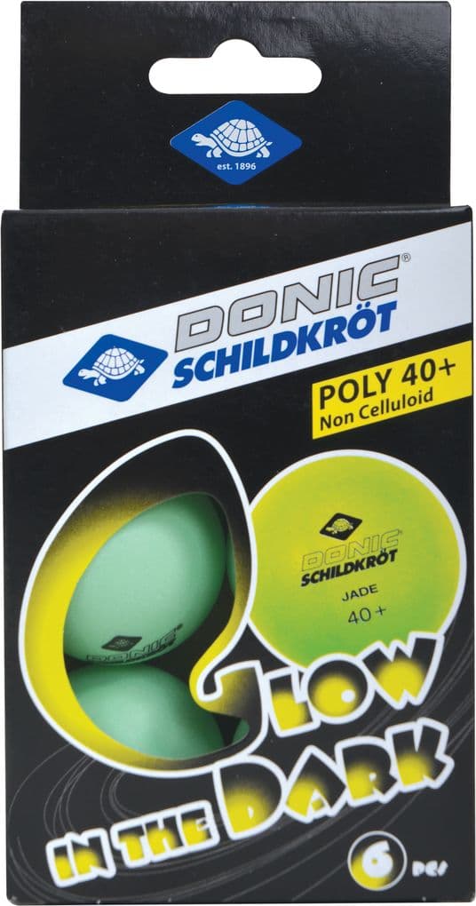 Donic-Schildkröt - Tischtennisball Glow in the Dark, 6 floureszierende Bälle in Poly 40+ Qualität