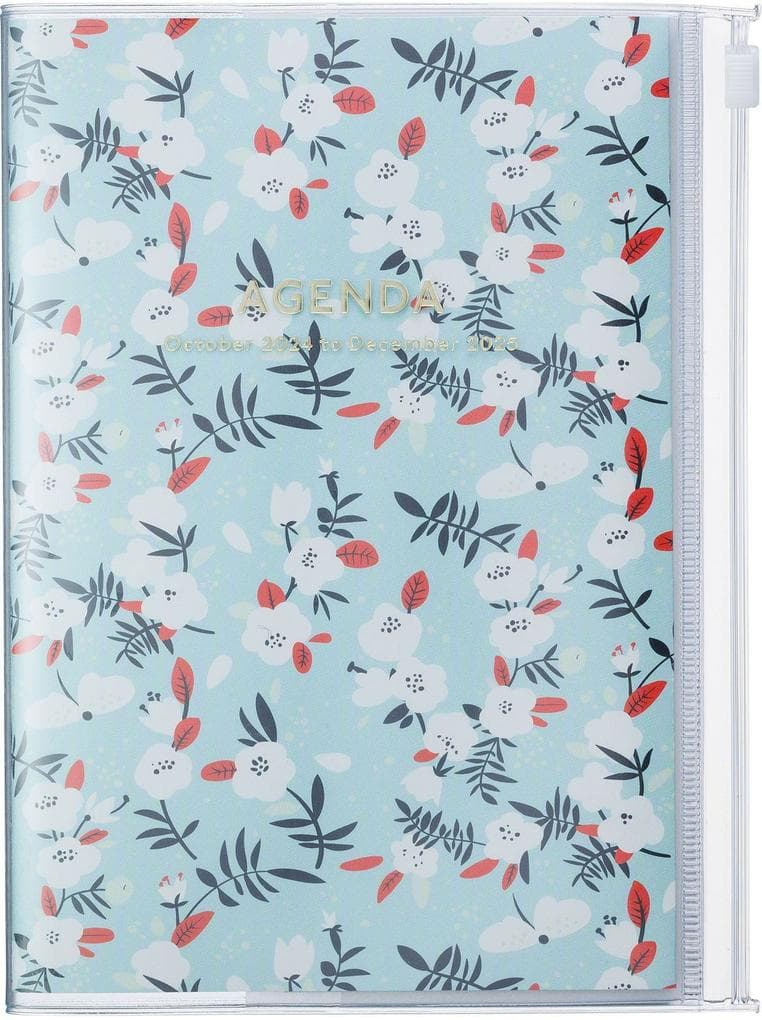 MARK'S 2024/2025 Taschenkalender B6 vertikal, Flower Pattern // Turqoise