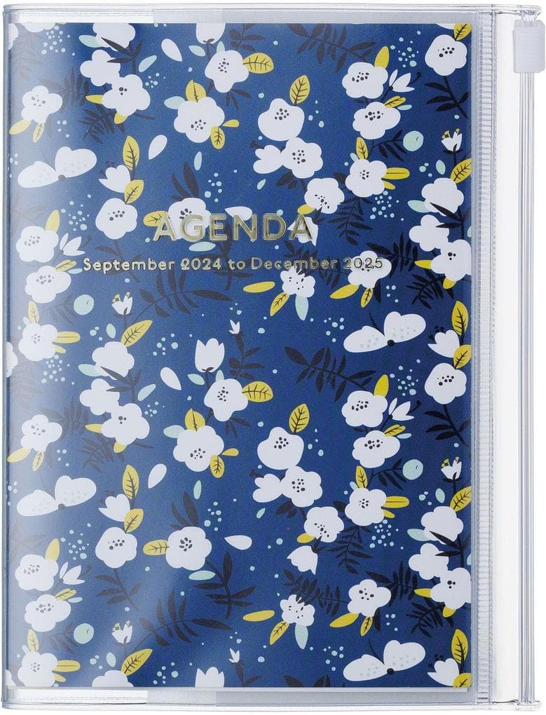 MARK'S 2024/2025 Taschenkalender A6 vertikal, Flower Pattern // Navy