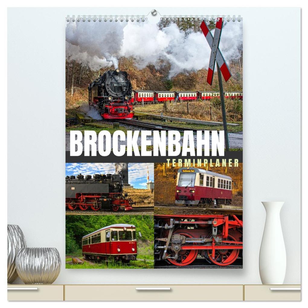 Brockenbahn - Terminplaner (hochwertiger Premium Wandkalender 2025 DIN A2 hoch), Kunstdruck in Hochglanz