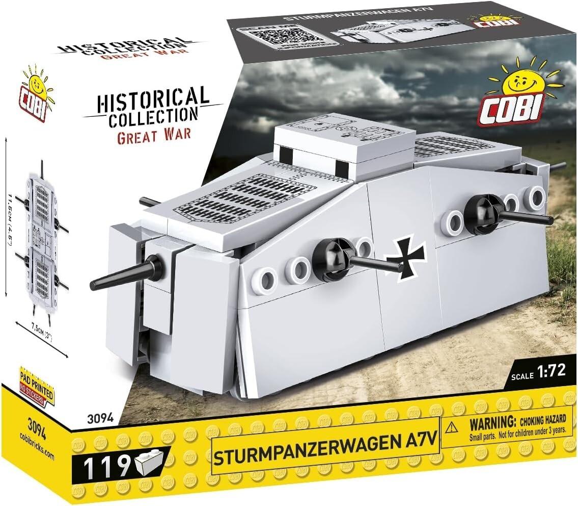 COBI Historical Collection 3094 - Sturmpanzerwagen A7V, Great War, Bausatz 1:72, 119 Klemmbausteine