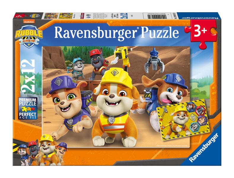 Children's puzzle 2x12 Teile - Paw Patrol - Bulldoge Rubble und sein Team