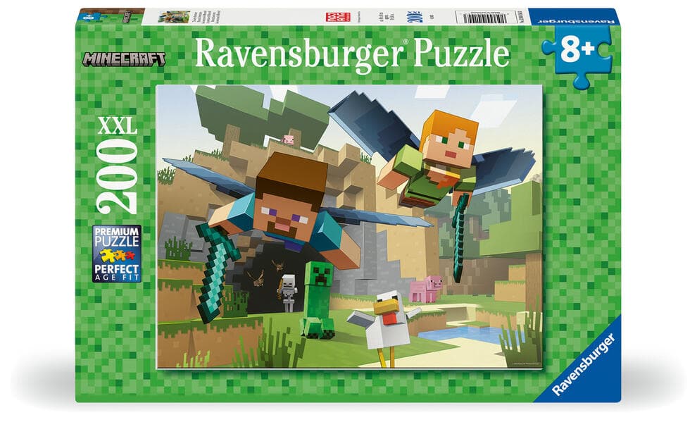 Ravensburger Kinderpuzzle - 12004144 Minecraft - Puzzle für Kinder ab 8 Jahren, mit 200 Teilen im XXL-Format