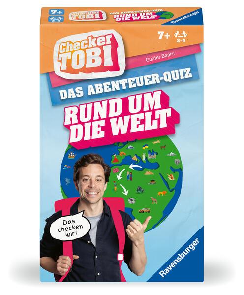 Ravensburger 22492 - Checker Tobi - Rund um die Welt - Das Abenteuerquiz für Kinder ab 7 Jahren, Quiz & Mitmachspiel für Kinder und Familien, für 2-4 Spieler