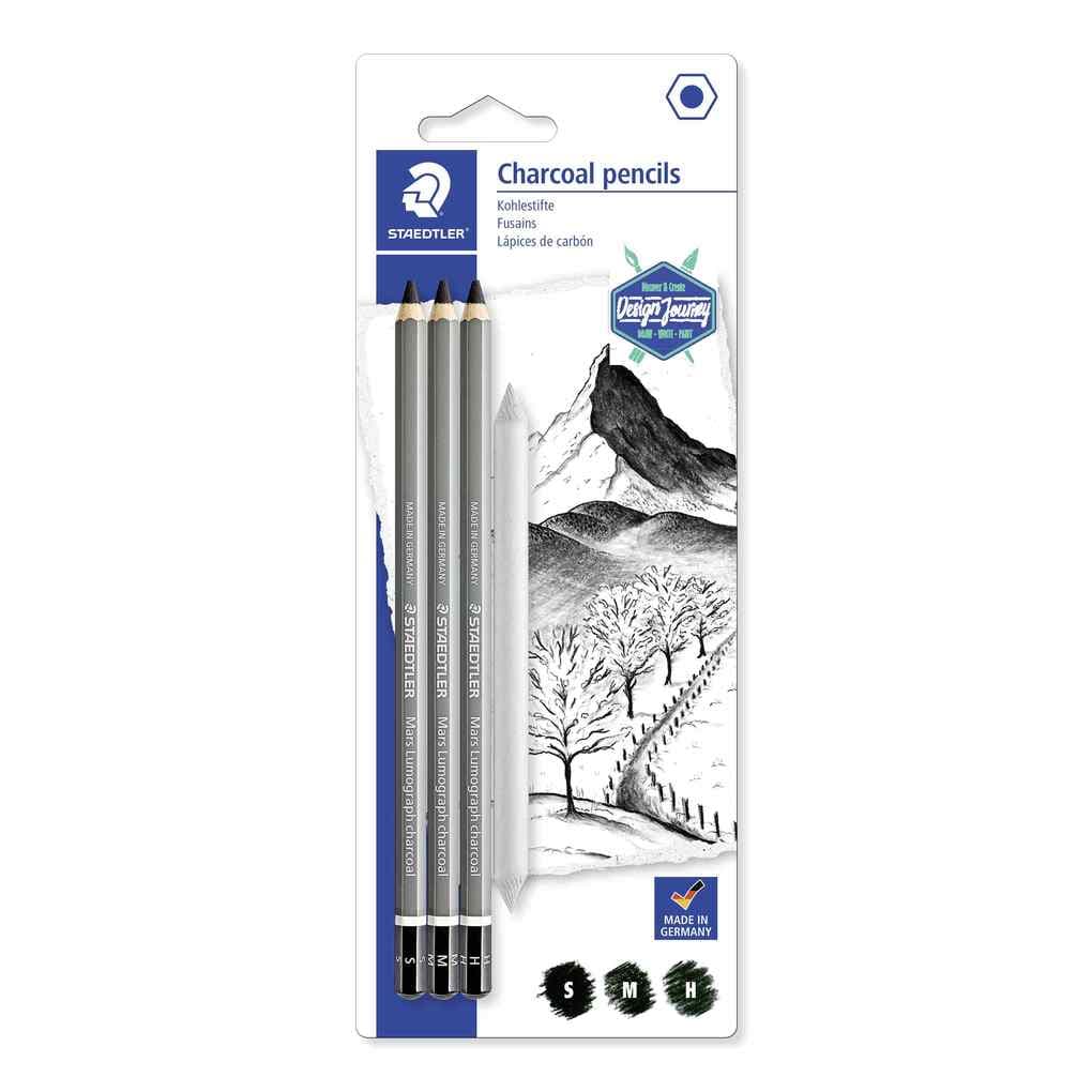 STAEDTLER Kohlestift Mars Lumograph charcoal, 3er set