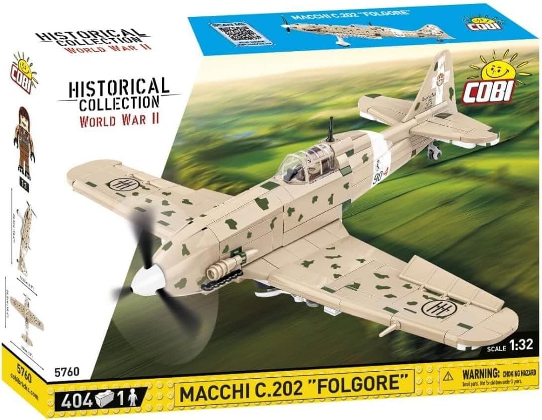 COBI Historical Collection 5760 - MACCHII C.202 Folgore, WWII, Jagdflugzeug, Bausatz 1:32, Bausatz 404 Klemmbausteine