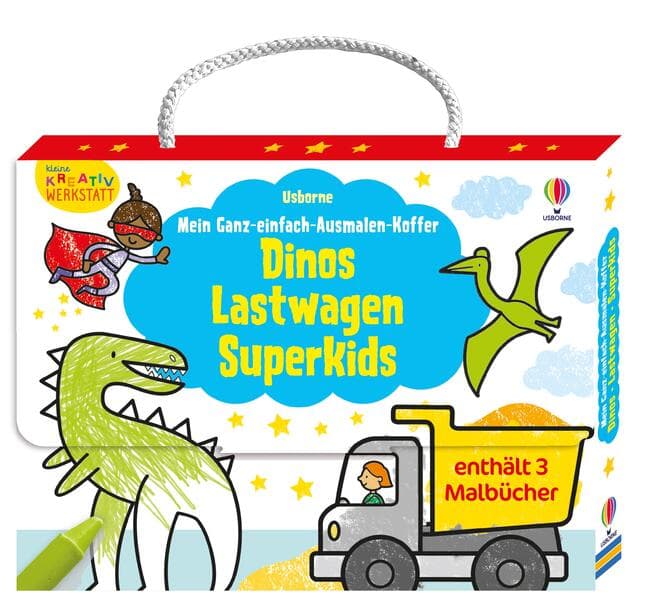 Kleine Kreativ-Werkstatt - Mein Ganz-einfach-Ausmalen-Koffer: Dinos, Lastwagen, Superkids