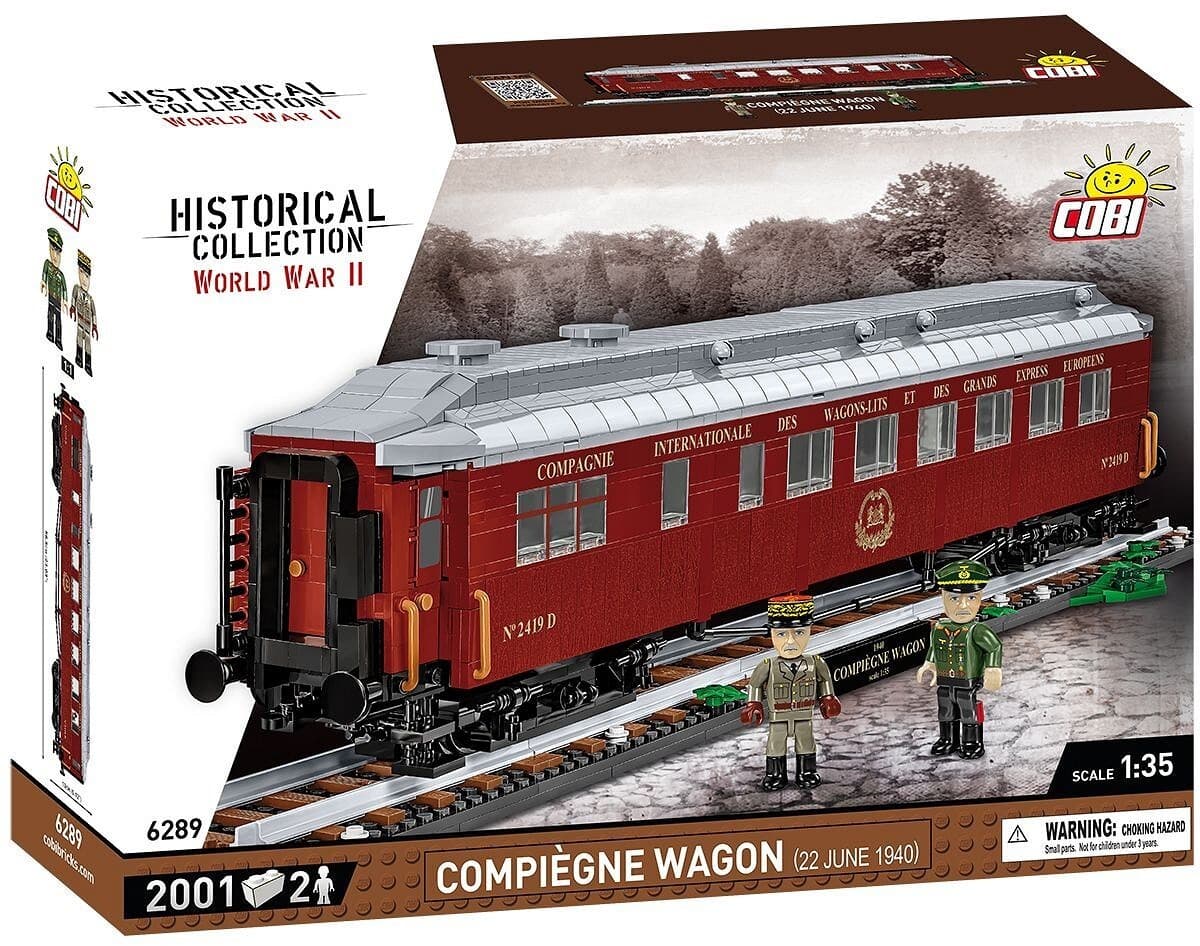 COBI Trains 6289 - Compiègne Wagon 1940, 1:35 Bausatz, 1927 Klemmbausteine, 2 Figuren