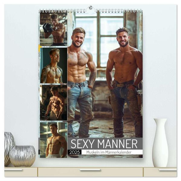 SEXY MÄNNER - Muskeln im Männerkalender (hochwertiger Premium Wandkalender 2025 DIN A2 hoch), Kunstdruck in Hochglanz