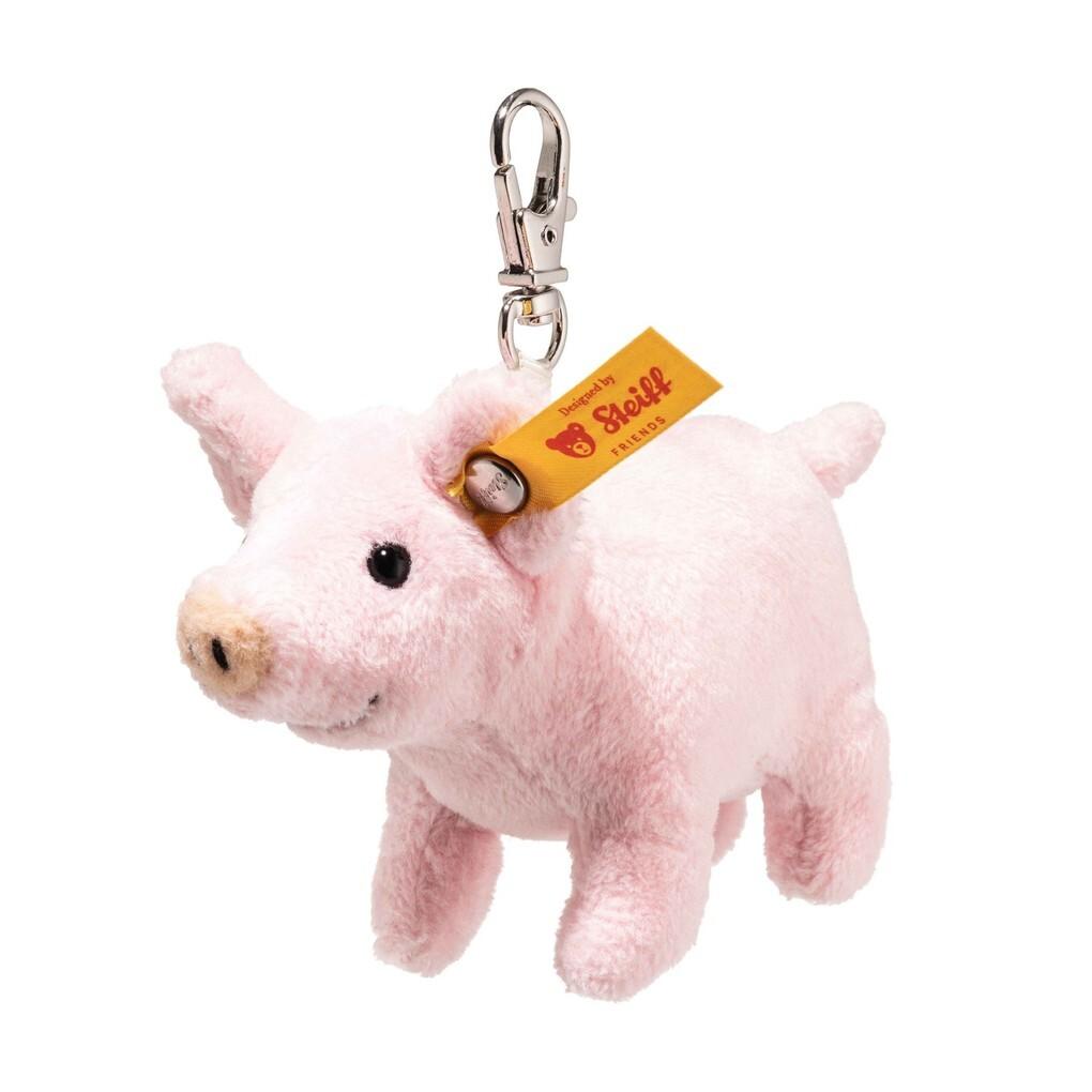 Steiff 112652 - Anhänger Glücksbringer Schwein, rosa, Plüsch-Schlüsselanhänger, 9 cm