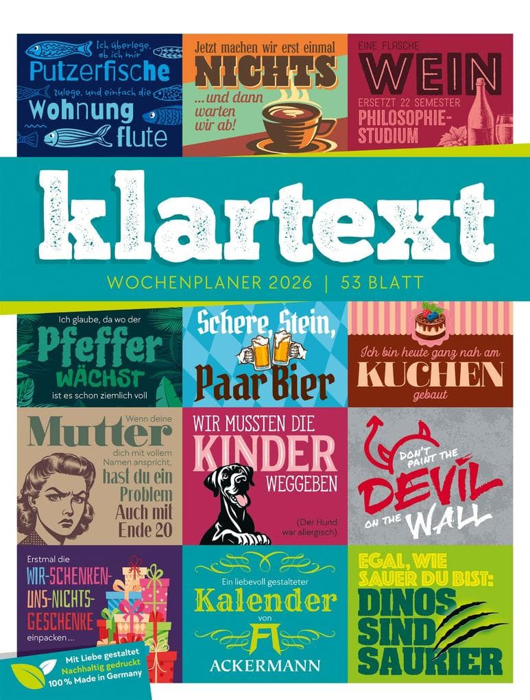 Klartext Sprüchekalender - Wochenplaner Kalender 2026