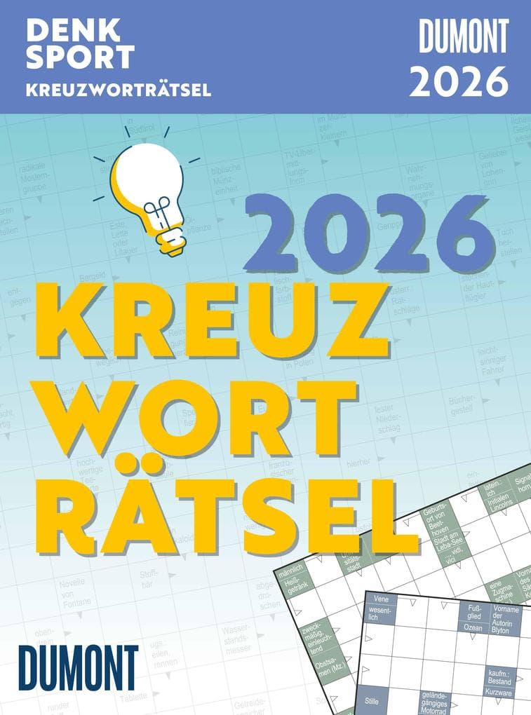 DUMONT - Kreuzworträtsel 2026 Tagesabreißkalender, 11,8x15,9cm, Rate-Kalender mit Schwedenrätseln zum Entspannen, mit Aufsteller und perforierten Seiten