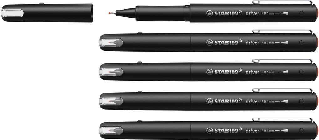 STABILO Premium-Fineliner dr!ver, 5er Set, rot