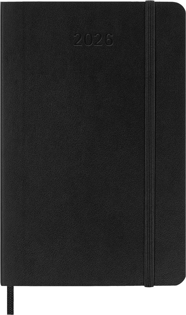 Moleskine 12 Monate Wochen Notizkalender 2026, Pocket/A6, 1 Wo = 2 Seiten, linierte Seiten, Weicher Einband, Schwarz