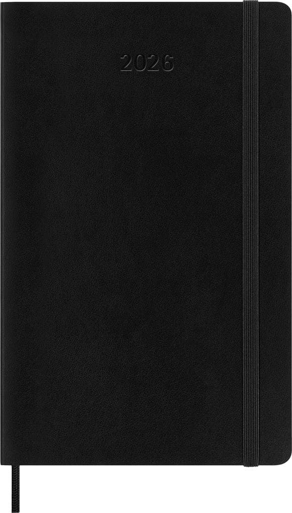 Moleskine 12 Monate Wochen Notizkalender 2026, Large/A5, 1 Wo = 2 Seiten, linierte Seiten, Weicher Einband, Schwarz