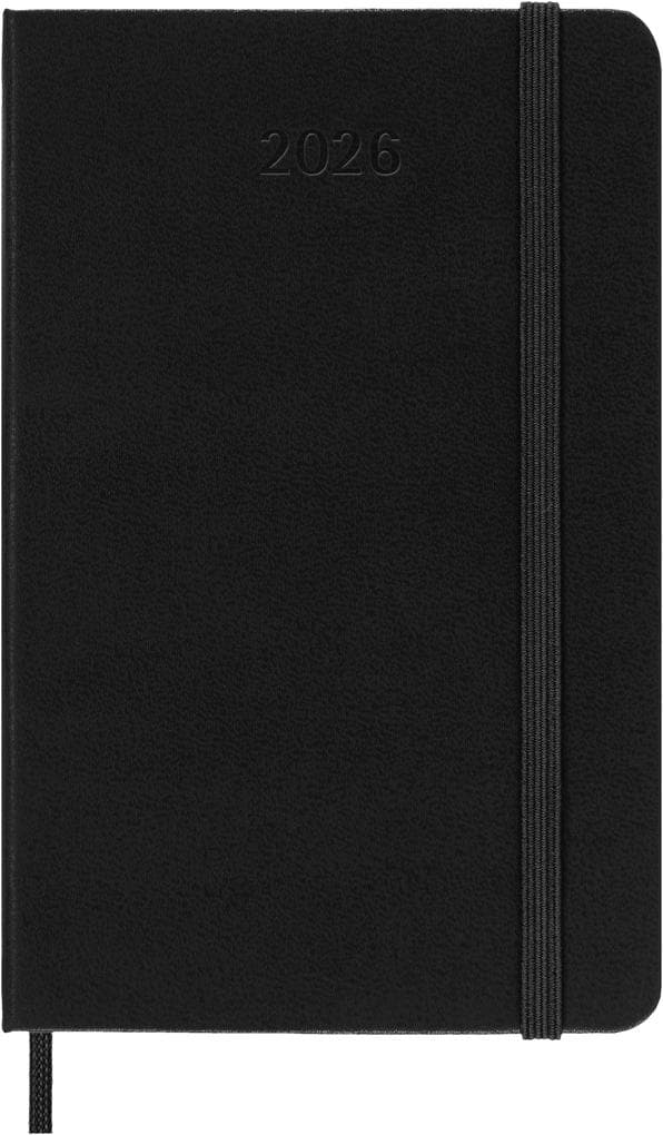 Moleskine 12 Monate Tageskalender 2026, Pocket/A6, 1 Tag = 1 Seite, fester Einband, Schwarz